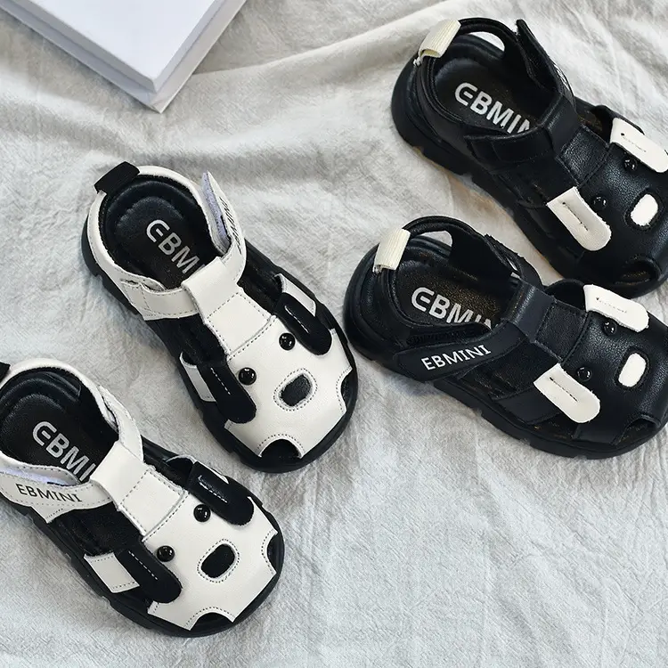 Cute Baby Sandals Black White Soft Sole Toddler Shoes
