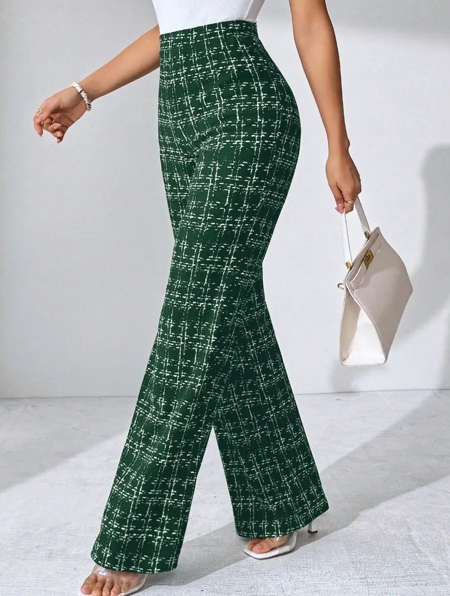 Women Woven Plaid High Waist Pants Spring Summer Autumn — feature 20