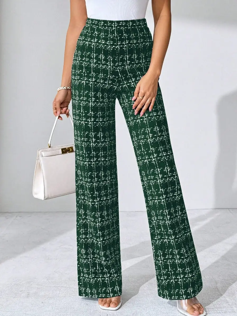Women Woven Plaid High Waist Pants Spring Summer Autumn — feature 21