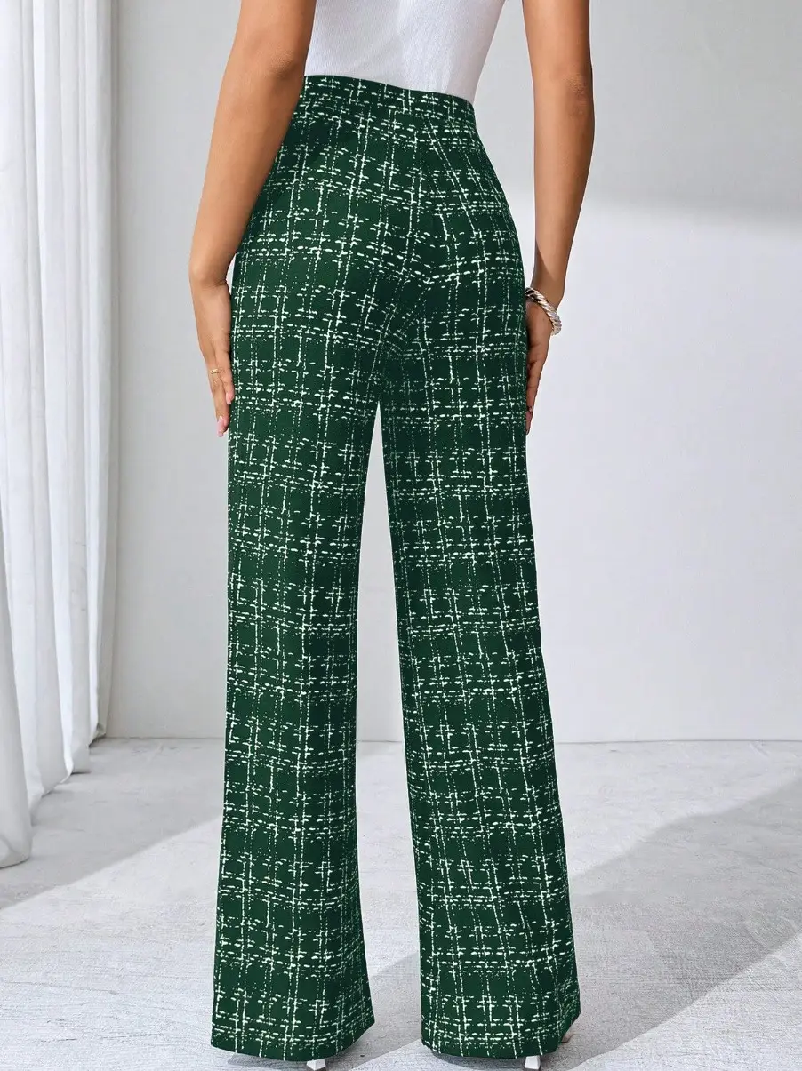 Women Woven Plaid High Waist Pants Spring Summer Autumn — feature 22