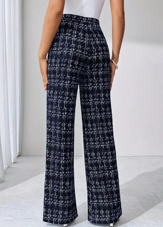 Women Woven Plaid High Waist Pants Spring Summer Autumn — feature 31