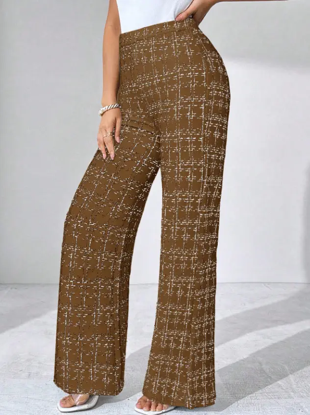 Women Woven Plaid High Waist Pants Spring Summer Autumn — feature 44