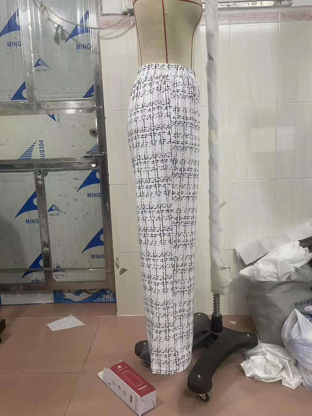 Women Woven Plaid High Waist Pants Spring Summer Autumn — feature 5