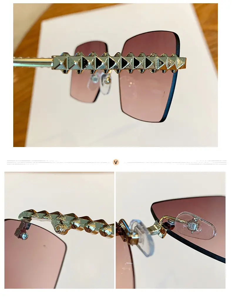Square Frame Vintage Studded Sunglasses European American Ins — feature 14