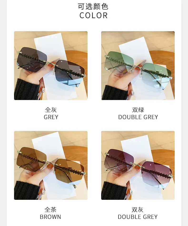 Square Frame Vintage Studded Sunglasses European American Ins — feature 16