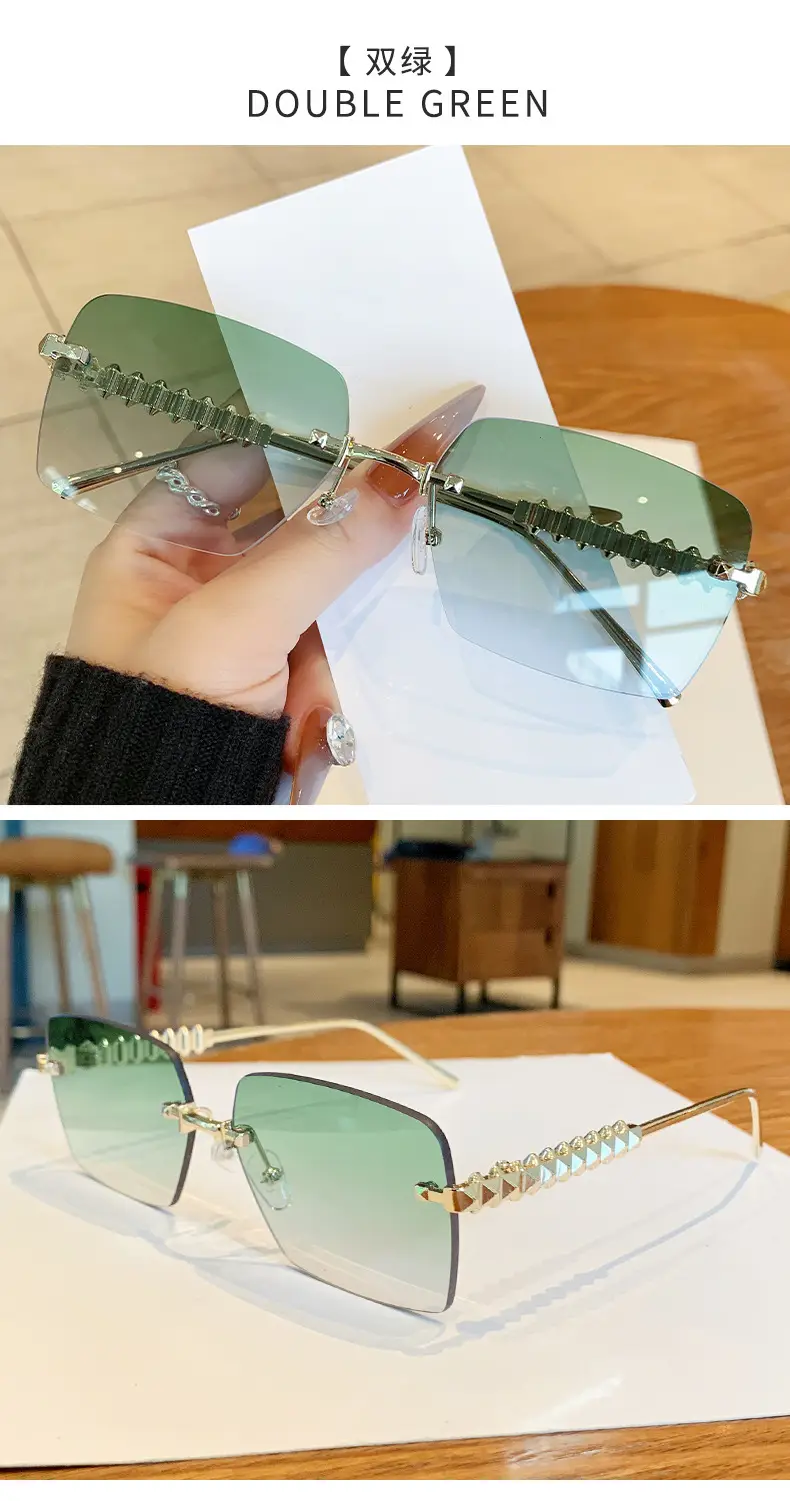 Square Frame Vintage Studded Sunglasses European American Ins — feature 20