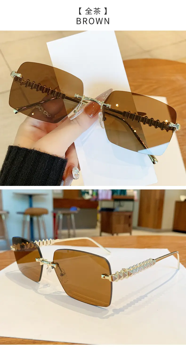 Square Frame Vintage Studded Sunglasses European American Ins — feature 21