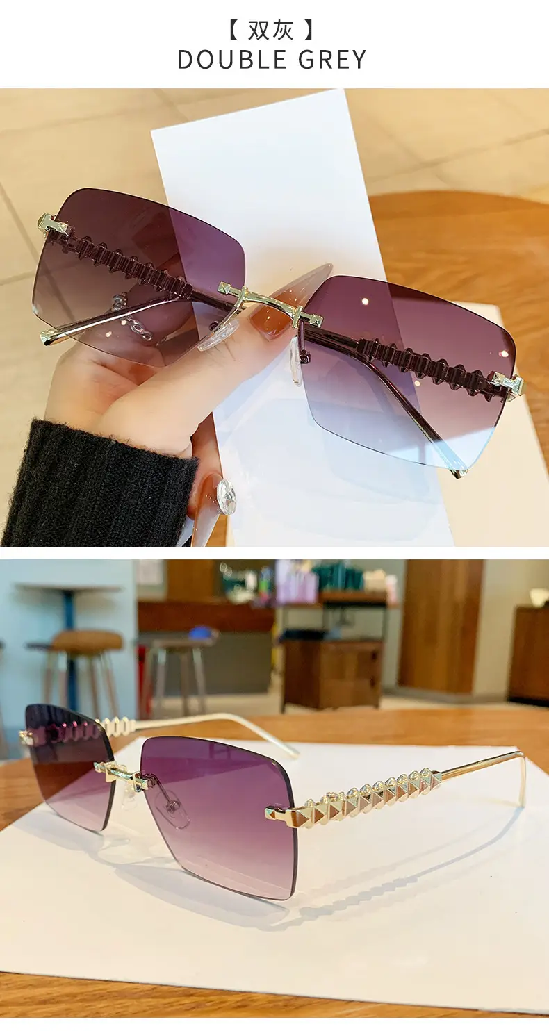 Square Frame Vintage Studded Sunglasses European American Ins — feature 22