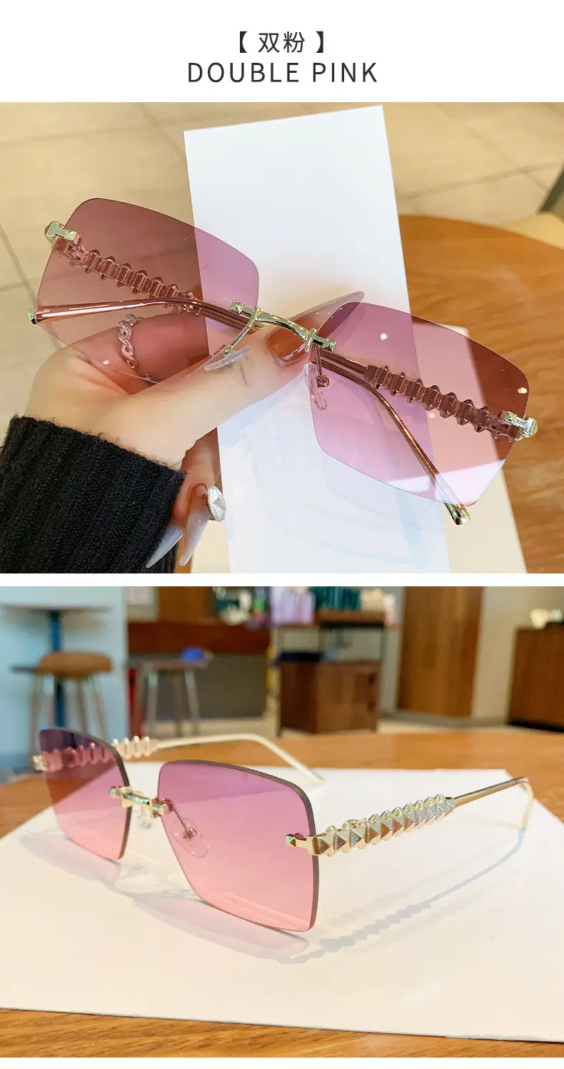 Square Frame Vintage Studded Sunglasses European American Ins — feature 24