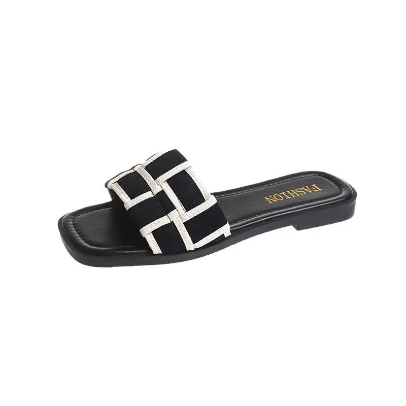 Black Cross Strap Flat Sandals for Women Summer - Image 11