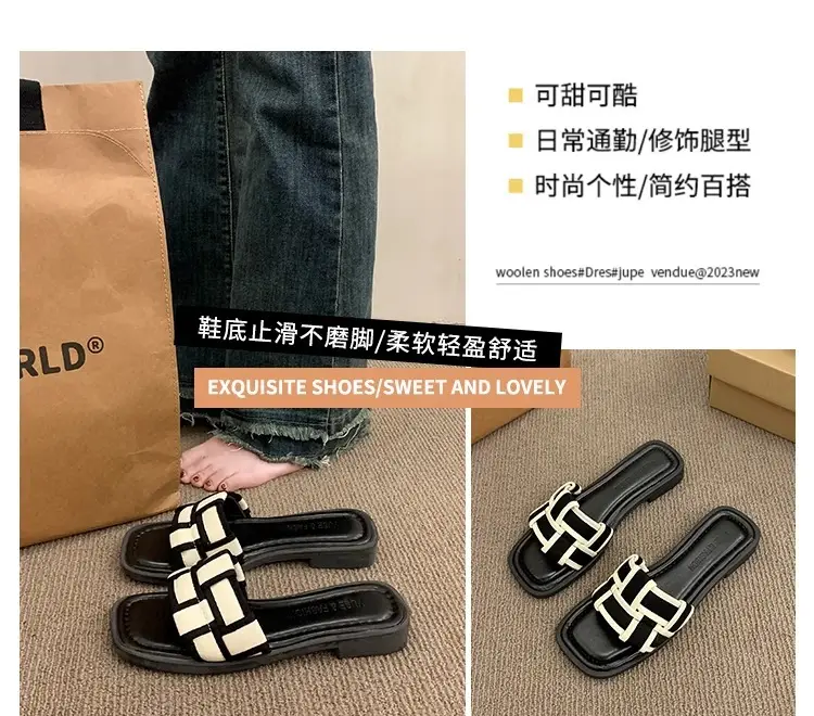 Black Cross Strap Flat Sandals for Women Summer — feature 3