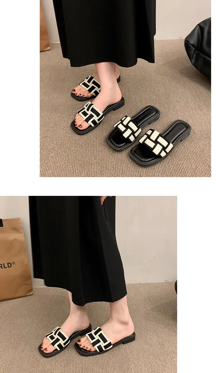 Black Cross Strap Flat Sandals for Women Summer — feature 7