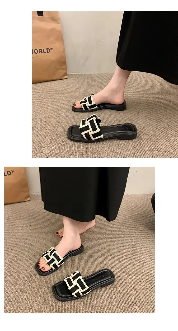Black Cross Strap Flat Sandals for Women Summer — feature 8