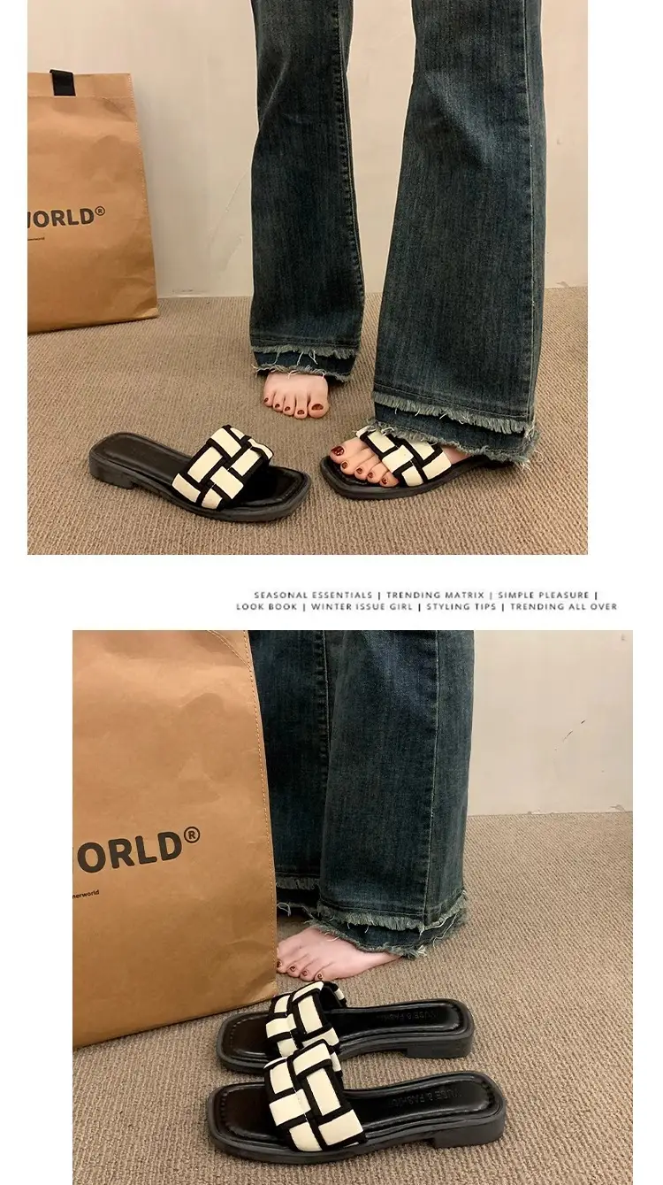 Black Cross Strap Flat Sandals for Women Summer — feature 9