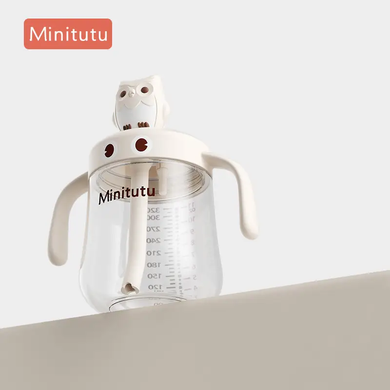 Minitutu Kidsren's Water Cup Milk Bottle Pp Milk Cup Cartoon Owl Shape Baby Learning Drinking Cup Anti-Fall Wholesale