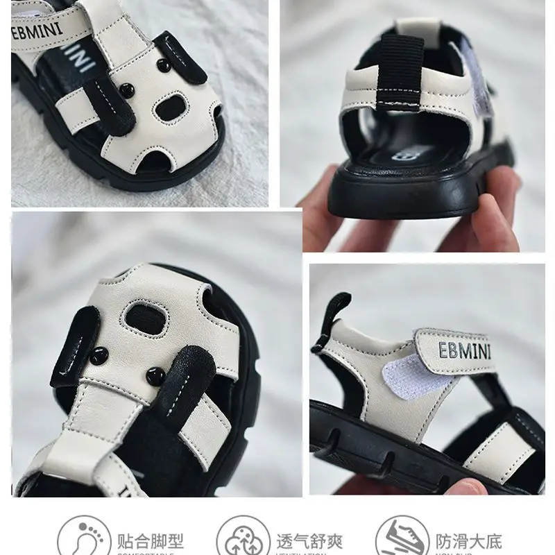 Black Soft Leather Toddler Sandals for Boys Summer — feature 4