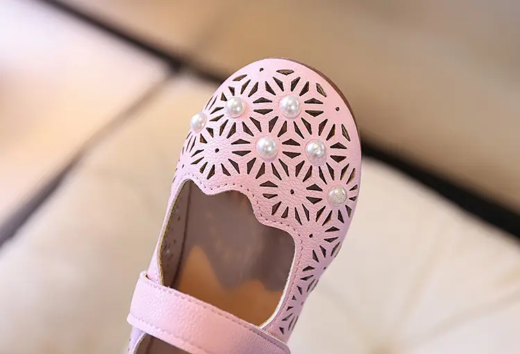 Girls Cut Out Leather Shoes Pink Yellow White Non-Slip Sole — feature 14