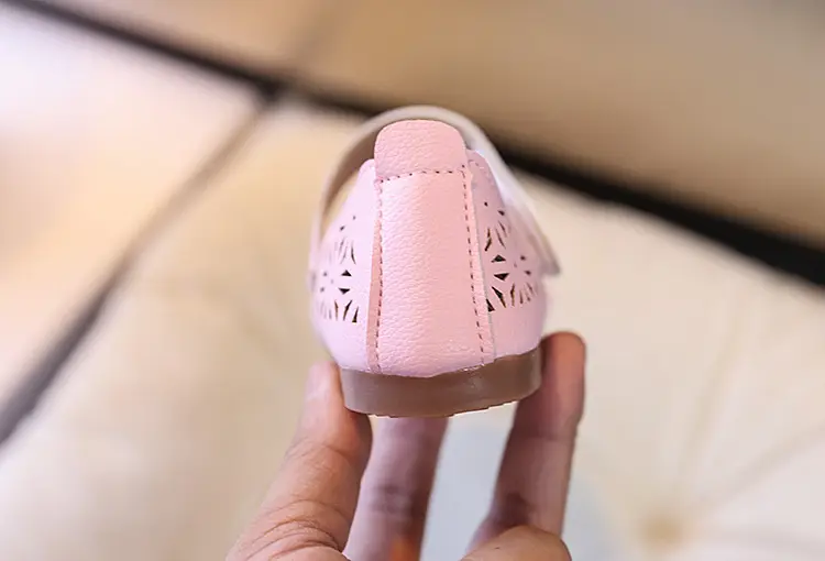 Girls Cut Out Leather Shoes Pink Yellow White Non-Slip Sole — feature 18