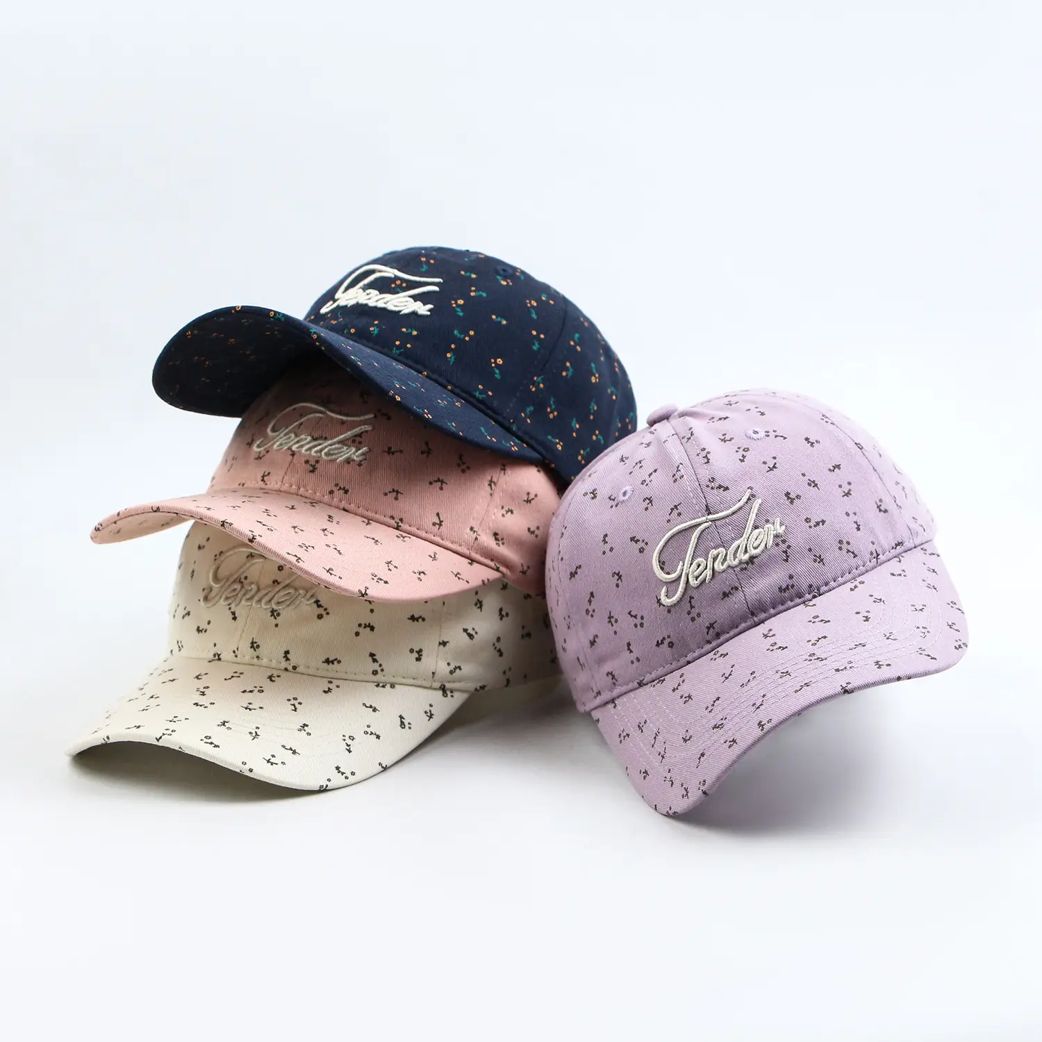 Pink Floral Baseball Cap for Women with Embroidery — feature 1
