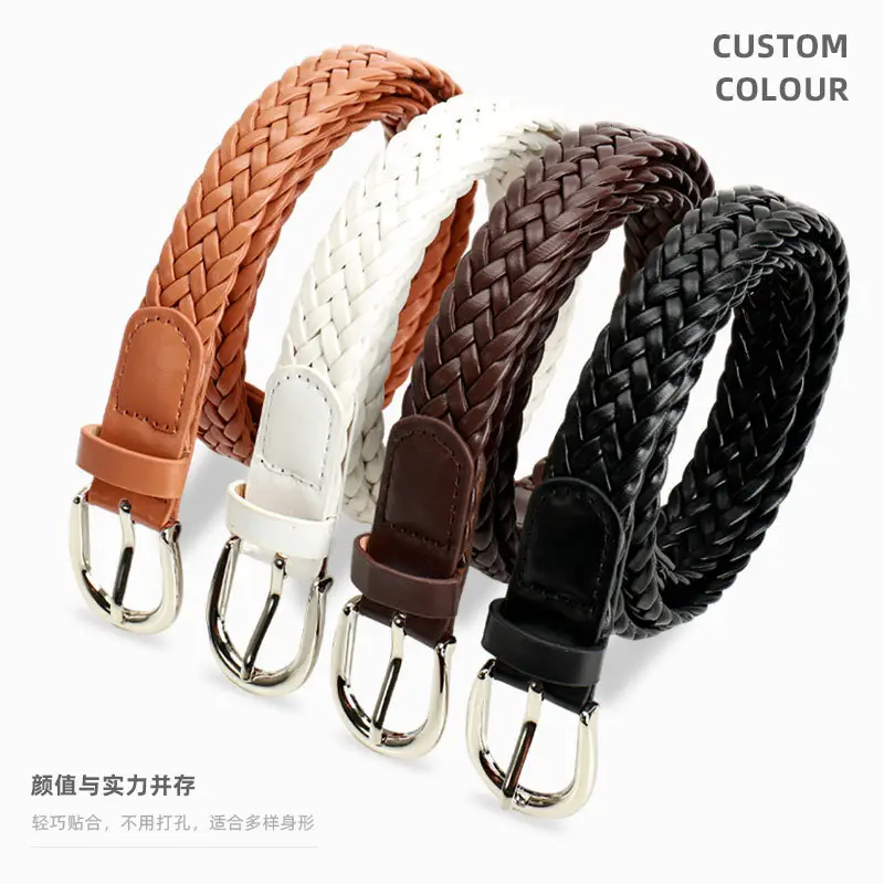 Korean Style Women's Braided Leather Belt Custom Color - Image 3