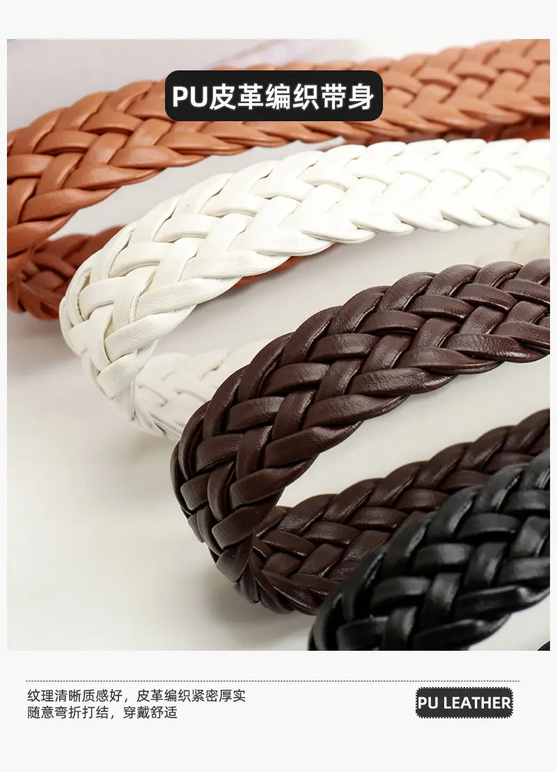 Korean Style Women's Braided Leather Belt Custom Color — feature 18