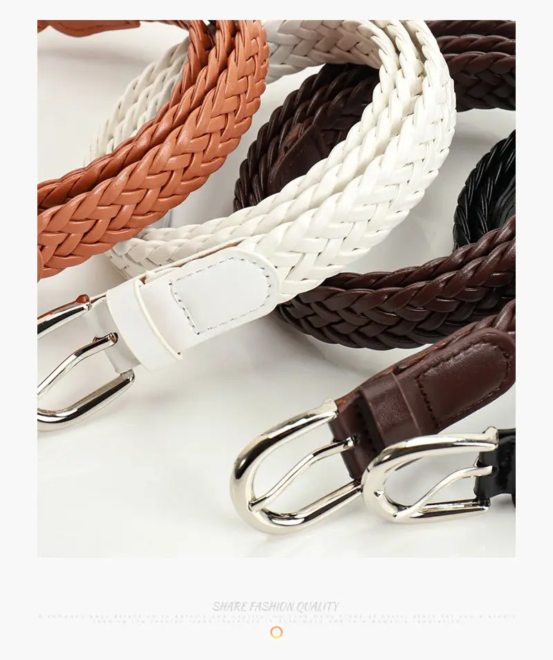 Korean Style Women's Braided Leather Belt Custom Color — feature 22