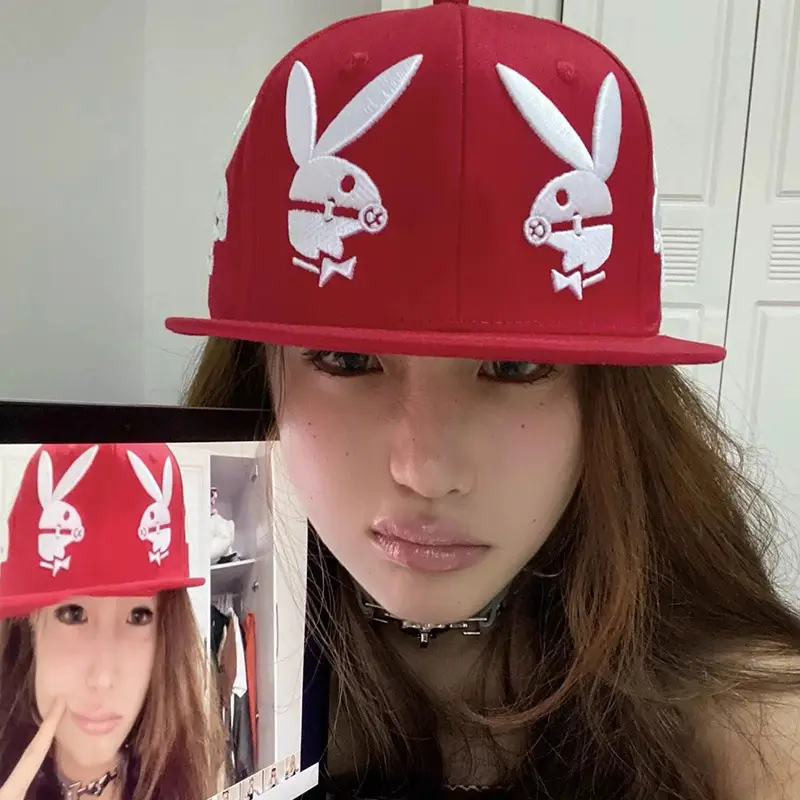 American Hip-Hop Red Rabbit Cap Women Summer Y2K