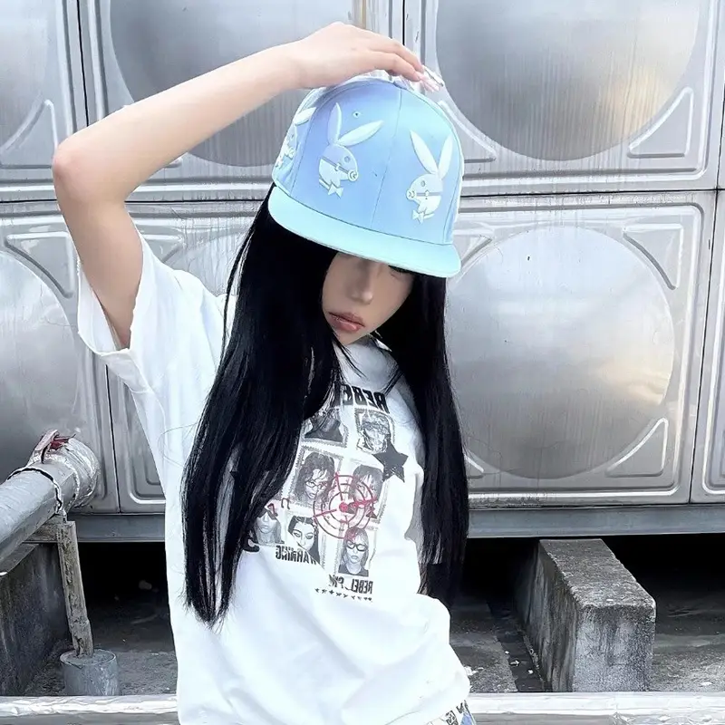 American Hip-Hop Red Rabbit Cap Women Summer Y2K