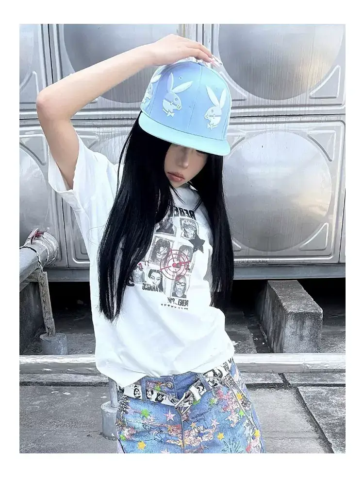 American Hip-Hop Red Rabbit Cap Women Summer Y2K — feature 11