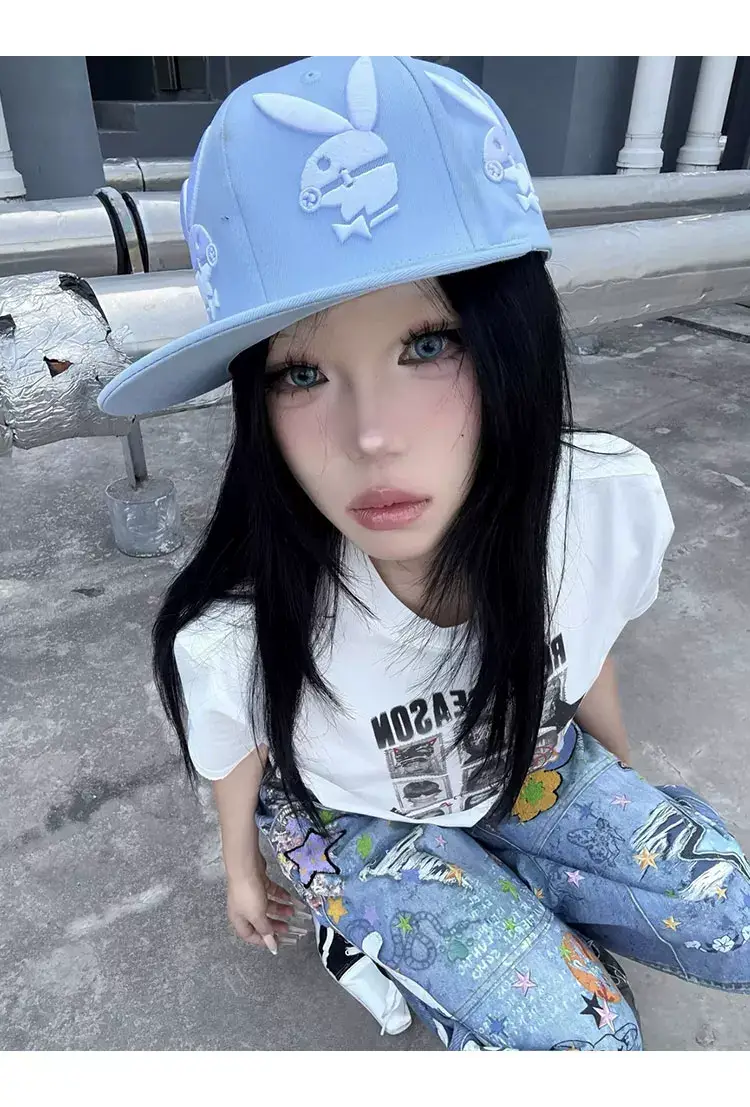 American Hip-Hop Red Rabbit Cap Women Summer Y2K — feature 12