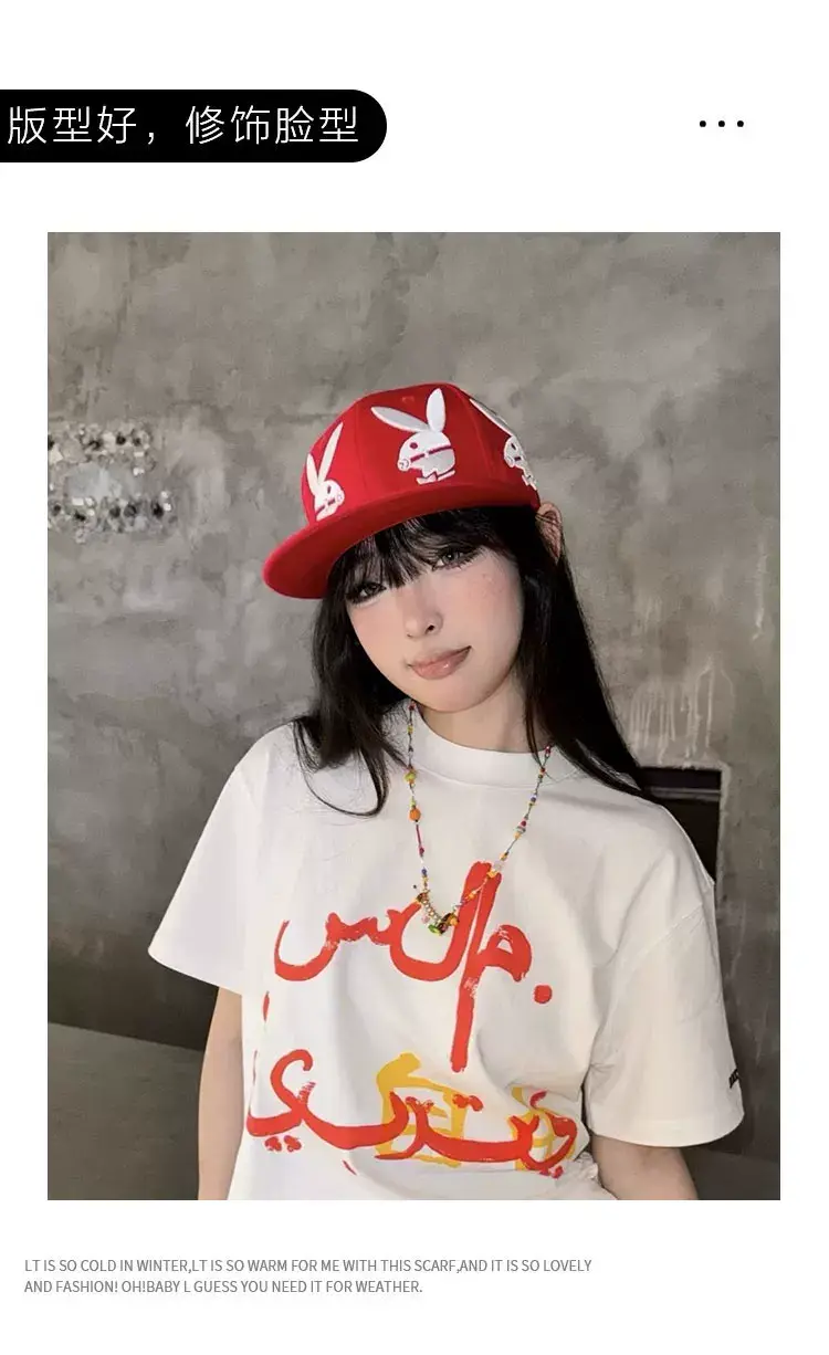 American Hip-Hop Red Rabbit Cap Women Summer Y2K — feature 3