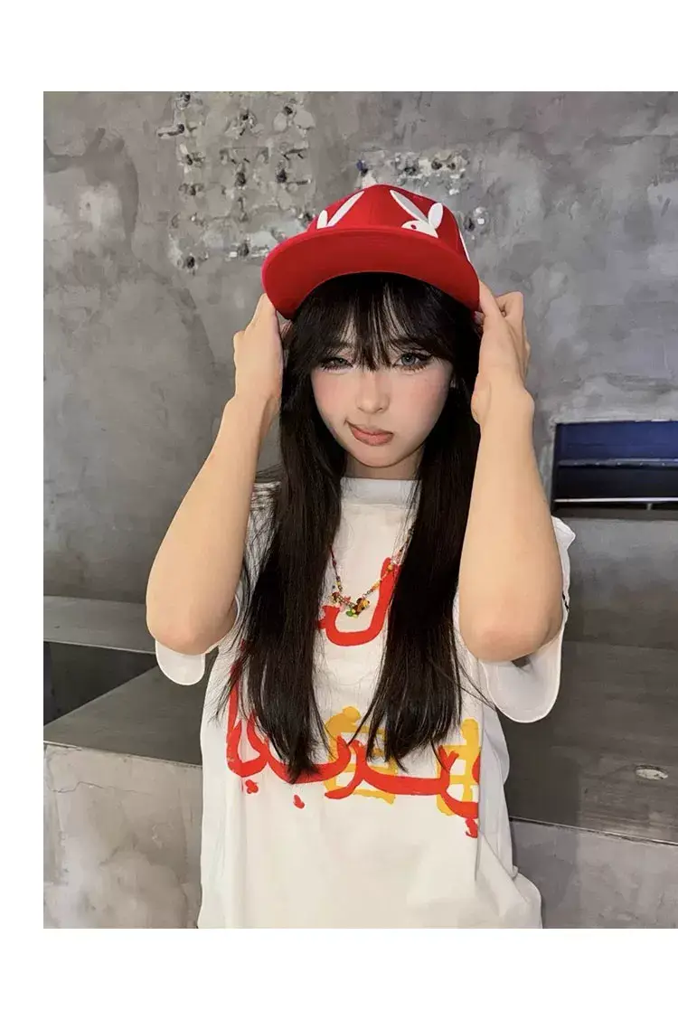 American Hip-Hop Red Rabbit Cap Women Summer Y2K — feature 7
