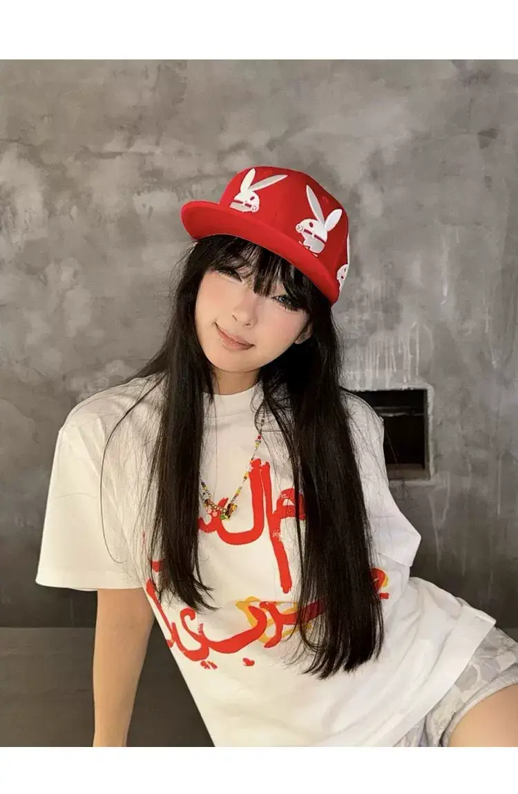American Hip-Hop Red Rabbit Cap Women Summer Y2K — feature 8