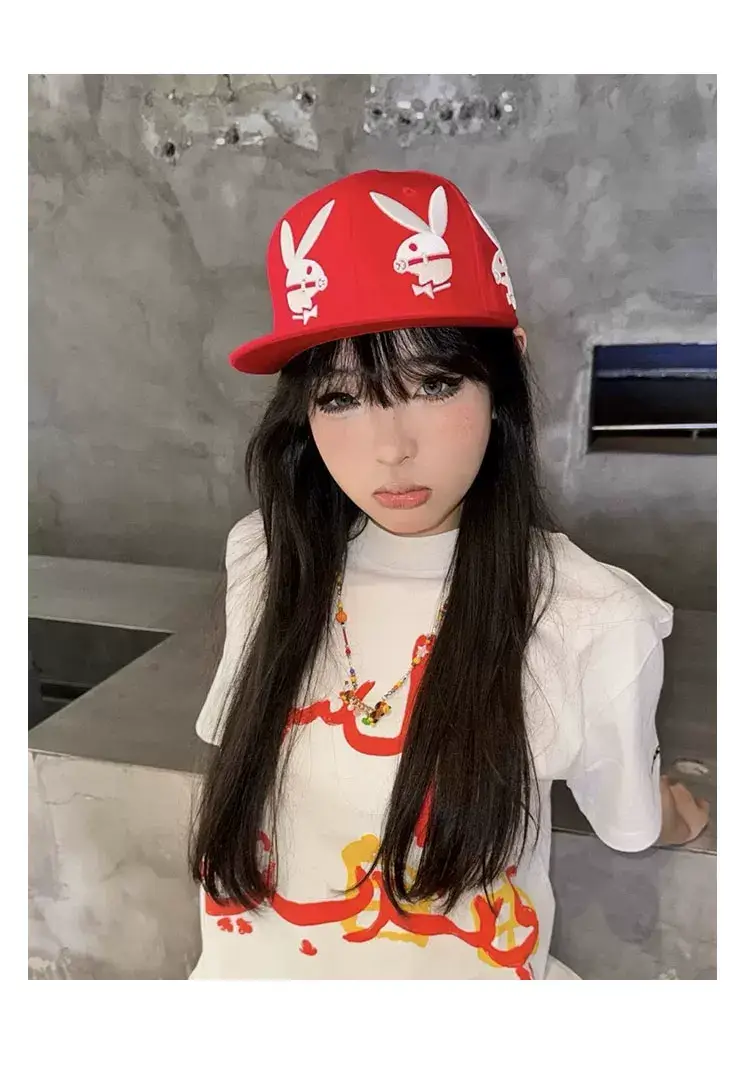 American Hip-Hop Red Rabbit Cap Women Summer Y2K — feature 9