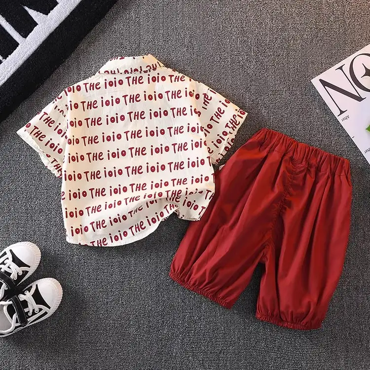 Children's Red Letter Short Sleeve T-Shirt Set
