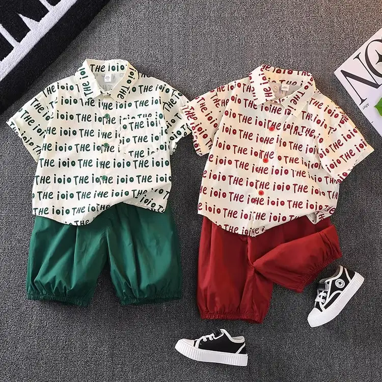 Children's Red Letter Short Sleeve T-Shirt Set