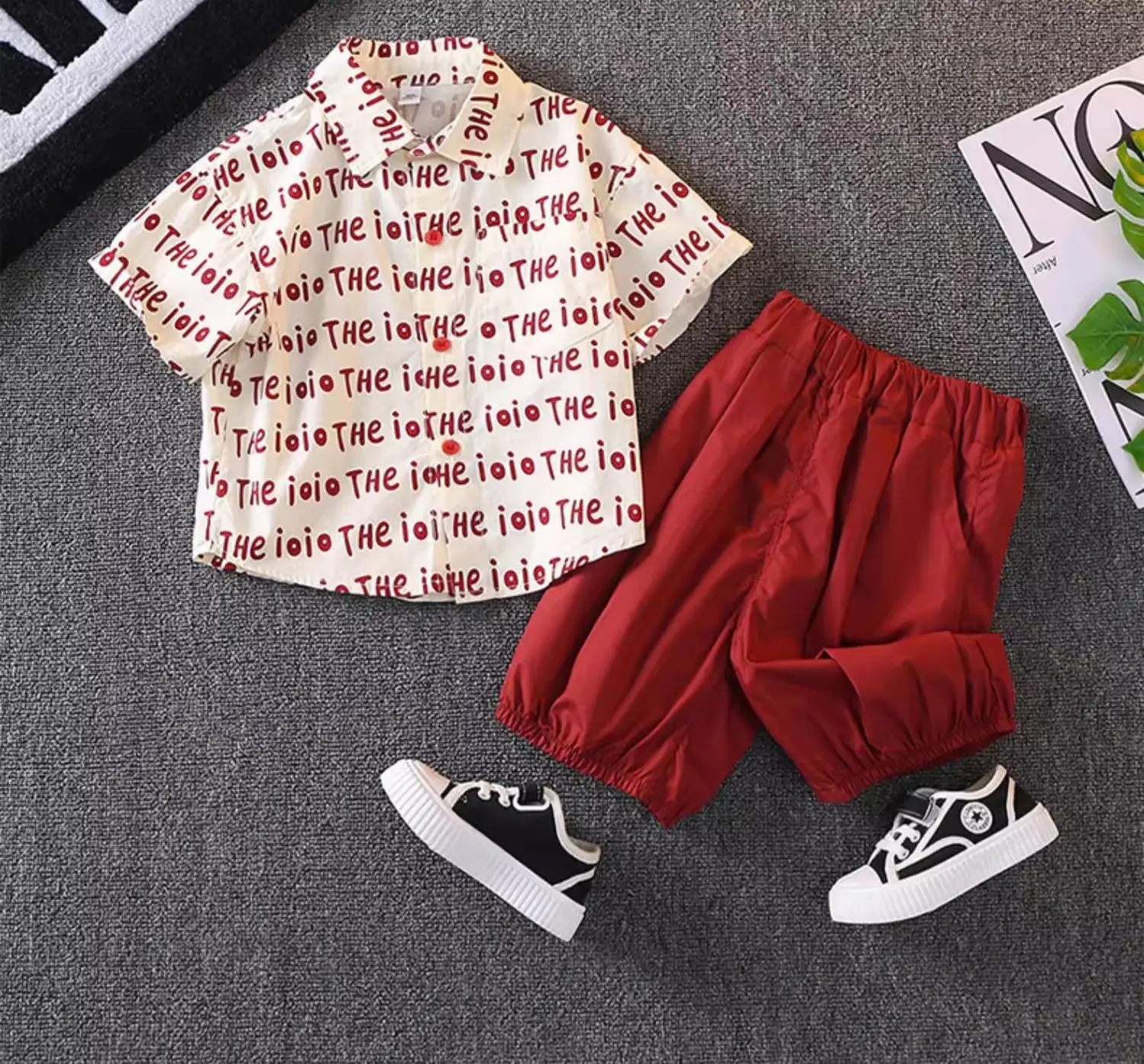 Children's Red Letter Short Sleeve T-Shirt Set — feature 2