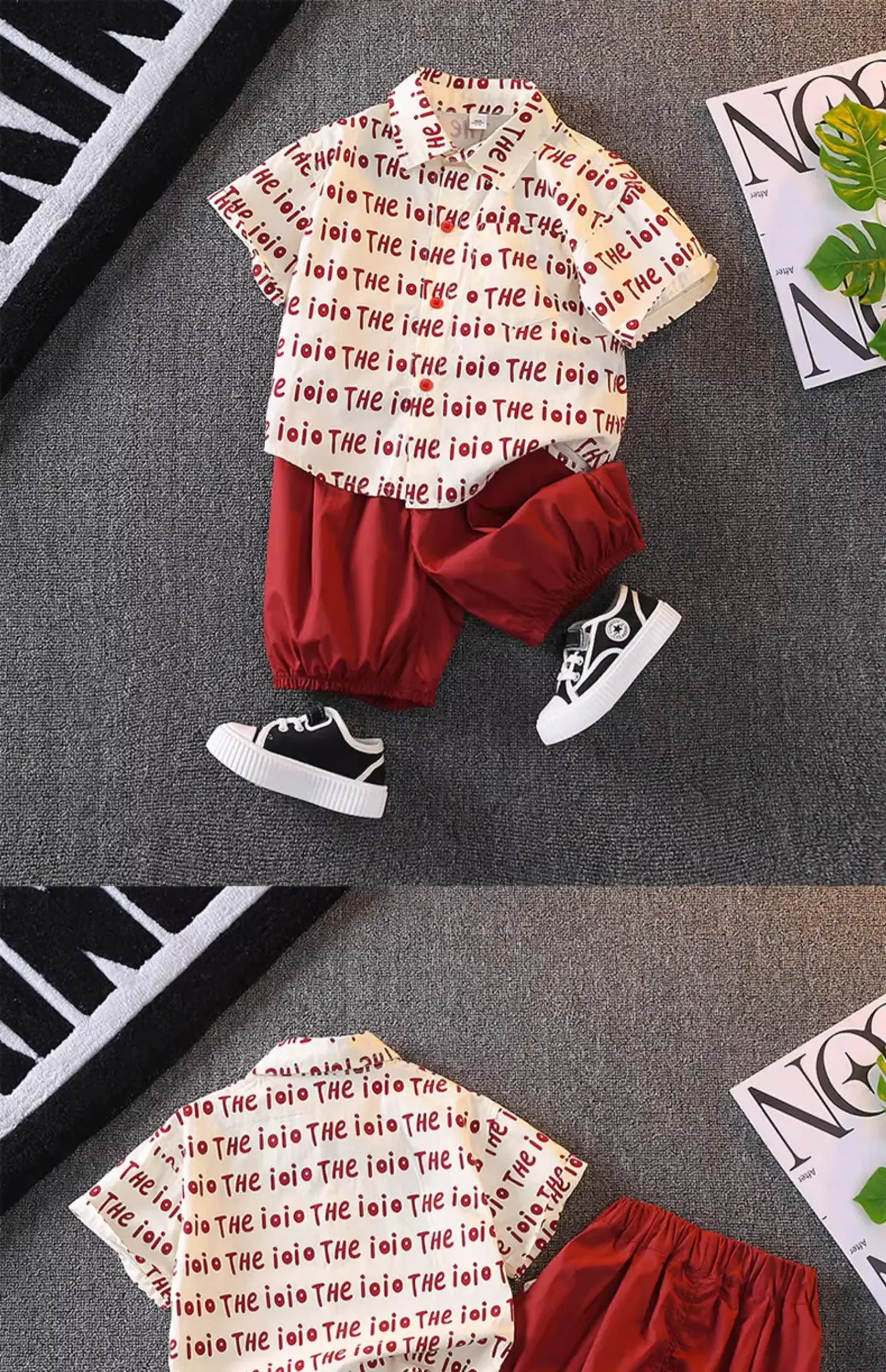 Children's Red Letter Short Sleeve T-Shirt Set — feature 3