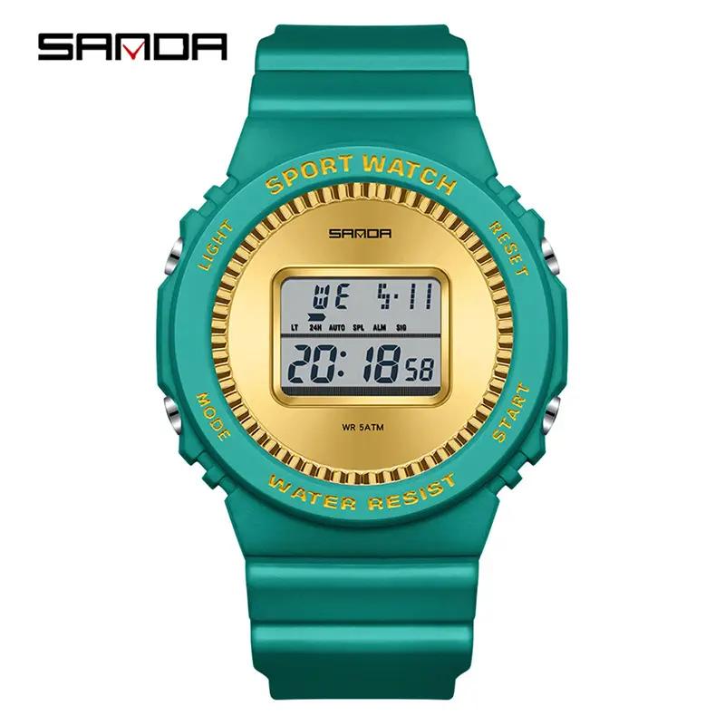 Sanda Digital Watch Black Gold Waterproof Sports Wear