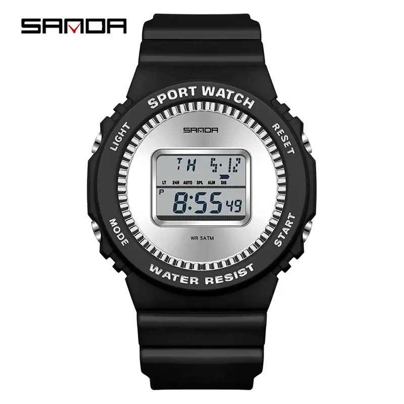 Sanda Digital Watch Black Gold Waterproof Sports Wear
