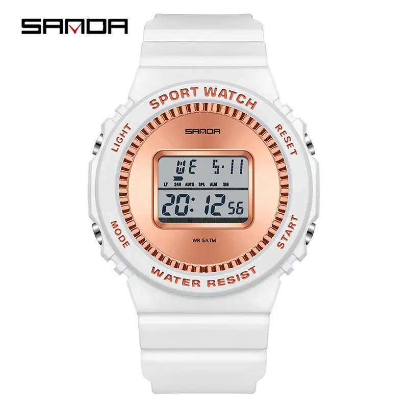Sanda Digital Watch Black Gold Waterproof Sports Wear