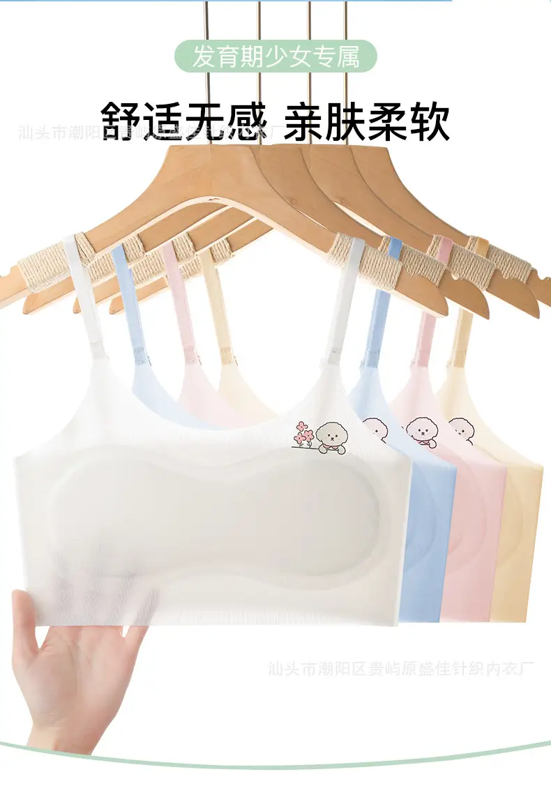 Developmental Girls' Underwear Primary School Junior High School Vest Ice Silk Seamless Underwear Girls Adjustable Shoulder Straps Summer Thin Style — feature 2