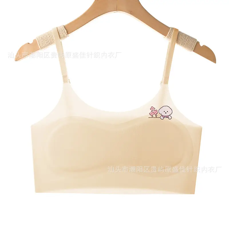 Developmental Girls' Underwear Primary School Junior High School Vest Ice Silk Seamless Underwear Girls Adjustable Shoulder Straps Summer Thin Style