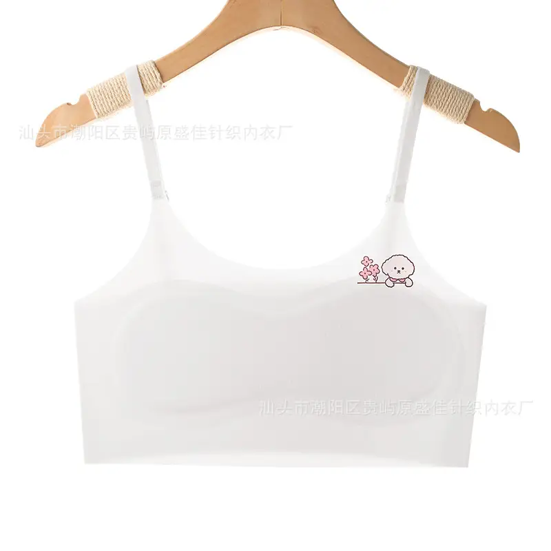 Developmental Girls' Underwear Primary School Junior High School Vest Ice Silk Seamless Underwear Girls Adjustable Shoulder Straps Summer Thin Style
