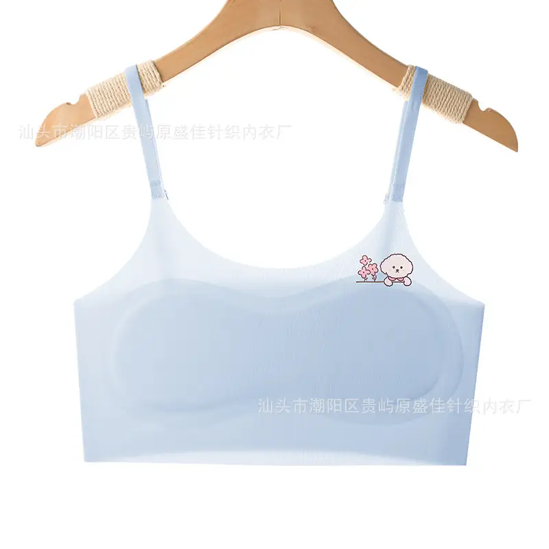 Developmental Girls' Underwear Primary School Junior High School Vest Ice Silk Seamless Underwear Girls Adjustable Shoulder Straps Summer Thin Style