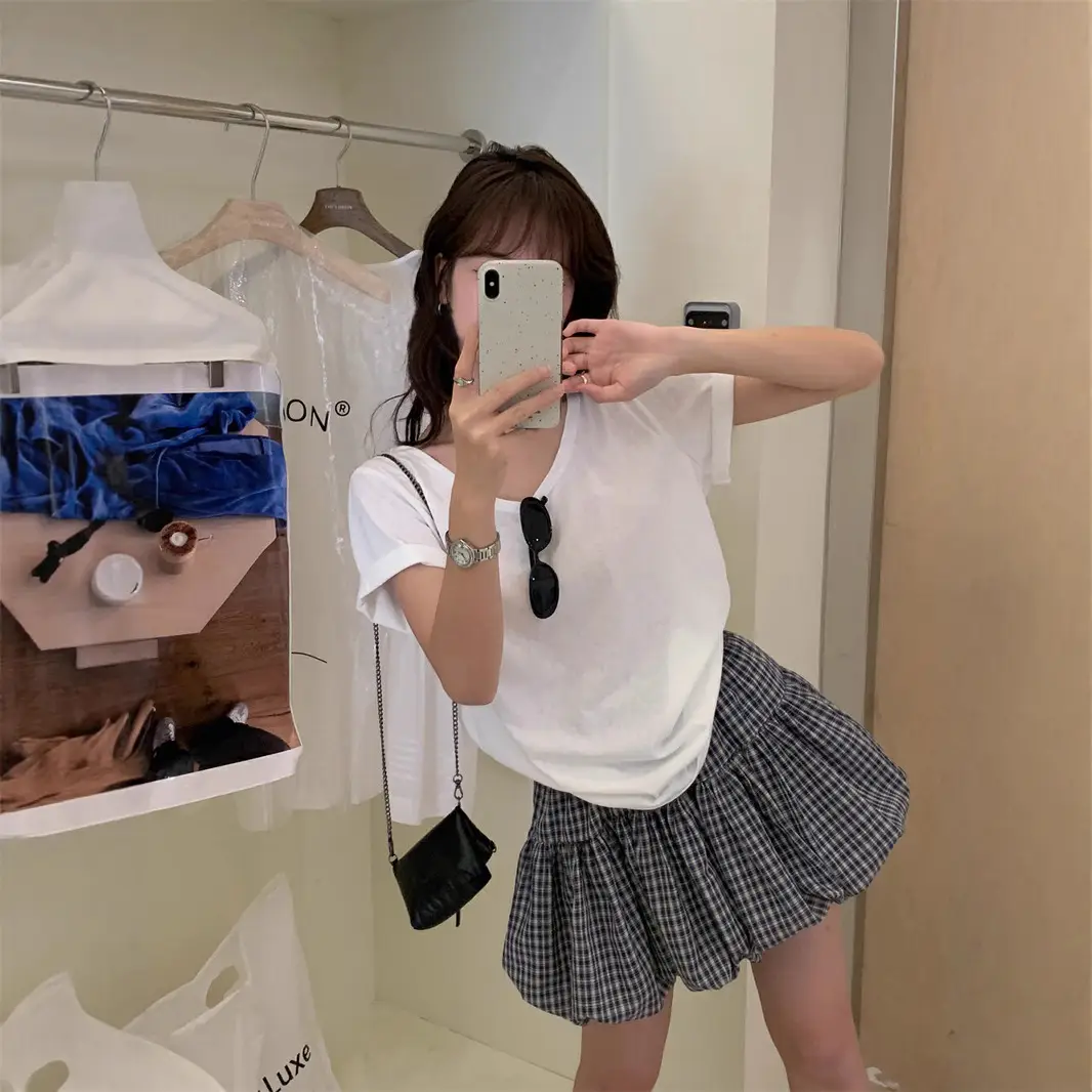 Korean Plaid Puffy Skirt 2025 Summer High Waist - Image 6