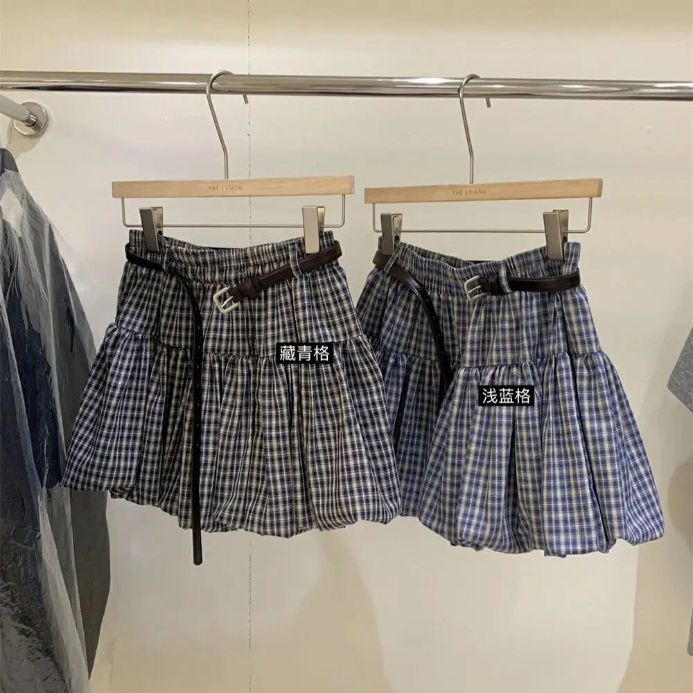 Korean Plaid Puffy Skirt 2025 Summer High Waist - Image 7