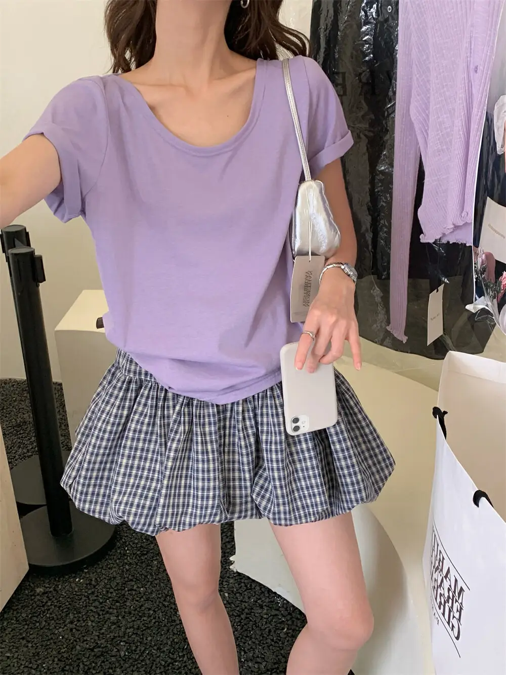 Korean Plaid Puffy Skirt 2025 Summer High Waist — feature 10