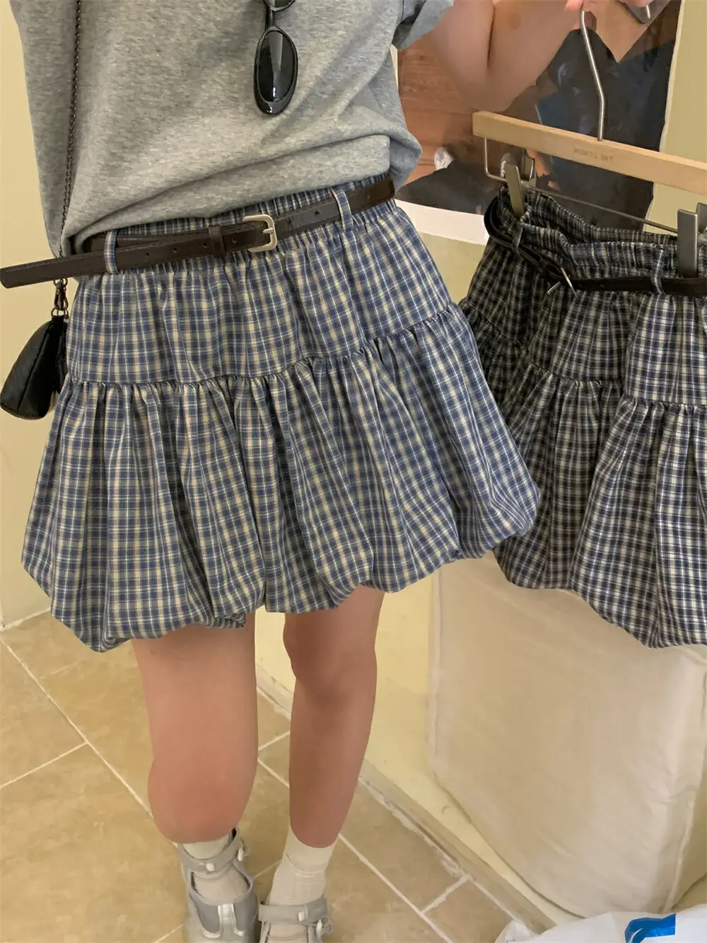 Korean Plaid Puffy Skirt 2025 Summer High Waist — feature 17
