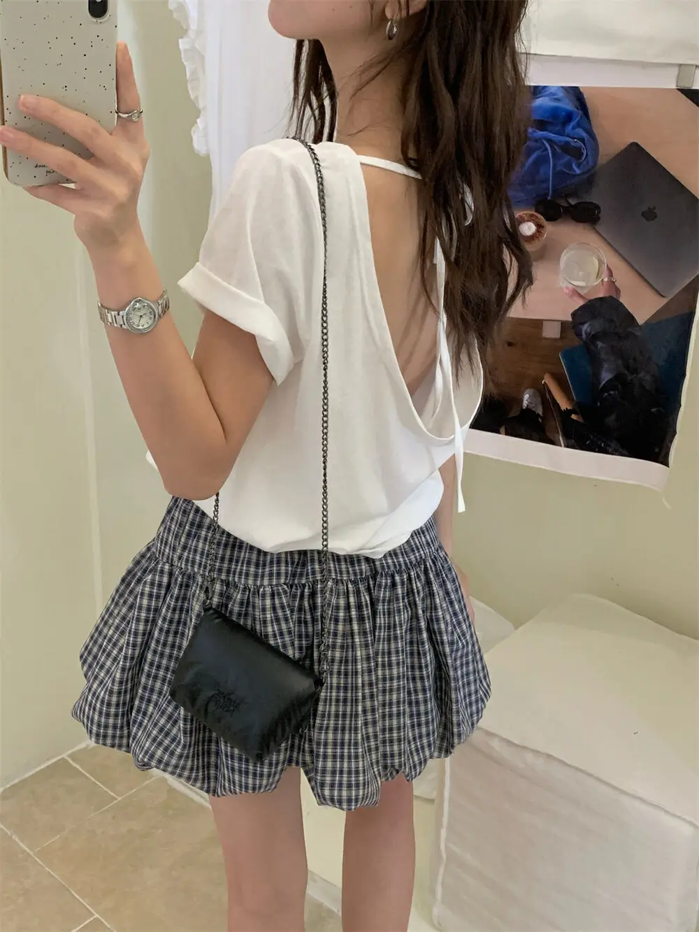 Korean Plaid Puffy Skirt 2025 Summer High Waist — feature 19